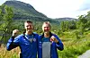 Det blei KM-gull til Jarle Solbakken (venstre) og sølv til Knut Ove Lien under helgas meisterskap, som blei arrangert av Sauda Orienteringsklubb på heimebane i Åbødalen.