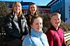 Saudarussen skal i gang med årets innsamling til Kreftforeningen, og dei oppfordrar saudabuen til å bli med. Frå venstre: Lilly Birkeland, Maja Jordal (bak), Åshild Hindenes og Eivind Hustveit.