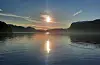 Sola gløder på fjorden. Tatt frå fyrsvingen 8. desember.
