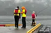 Både barn og aktivitetsleiarar var med å fiska.