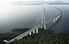 Forslag til korleis brua langs E39 over Bjørnafjorden i Hordaland kan bli sjåande ut.