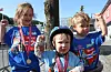 Emilia Olsen Gundersen, Luka Olsen Gundersen og Vilmer Olsen Kalvik har deltatt i sykkelritt i Sauda sentrum i dag, tysdag ettermiddag.
