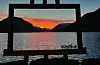 Solnedgang i Jølster, sett gjennom kunstmalar Nicolai Astrup-ramma.
