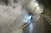 Bilete frå ei tidlegare brann- og beredskapsøving i tunnel i regi av Statens vegvesen.