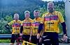 Einar Haugen (venstre) deltar for aller første gong i Team Rynkeby-rittet frå Oslo til Paris. Med seg har han Vanessa Venema, Bjørn Egil Rossebø og Sander Stielstra.