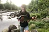 Sebastian Sandanger fekk ein hann-laks på 3,9 kilo i Storelva måndag kveld.