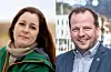 Hanne Marte Vatnaland, gruppeleiar for Senterpartiets fylkestingsgruppe og Asbjørn Birkeland, gruppeleiar for Sauda Senterparti.