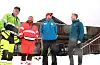 Fire saudafima har har alt sagt seg villige til å legga til saman nær éin million kroner i potten til stolheis i Svandal. Her er tre av dei saman med skisentereleiar Lars Reidar Fosstveit. Frå venstre: Dagfinn Birkeland frå Sauda byggsenter, Alf Jostein Årtun frå Forskaling as og Vidar Jensen frå DS-Bygg. Rune Bastlien frå Bunnpris hadde ikkje mulegheit til å vera med på bildet.