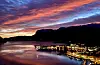 Rød himmel frå Kjølbergvegen, vesle julaftan, opplyser fotografen.