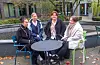 Studentar frå den distriktsvennlege sjukepleiarutdanninga i Ryfylke var nyleg på studiereise til Hogeweyk i Nederland, kalla demens-byen». Frå venstre: sjukepleiarstudent Hanna Katharina Hurme, prosjektmedarbeidar Agnes Therese Nese, sjukepleiarstudent Linn Kalvik frå Sauda og sjukepleiarstudent Nina Marie Leren Brekstad.