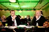 Ola Borten Moe og Trygve Slagsvold Vedum på senterpartiets landsmøte lørdag ettermiddag.