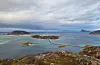 Utsikt frå Ørnfløya mot Sommarøy, Hillesøy og Håja på Kvaløya i Troms.