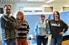 Torsdag, var det denne gjengen som laga fredagsavisa. Frå venstre: Frank Waal (journalist), Hilja Birgitte Holden (grafikar), Jane Haukeland (salsmedarbeidar) og Ingvil Bakka (journalist).
