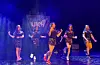Danserane Gabriele Psichotskaite, Remas Alibrahim, Nadiia Panchuk, Kiril Bathin (skjult), Daria Movchan og Ylva Stueland stod for danseinnslaget på UKM.