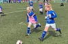 Saudas IL har eige jentelag med 7-8-åringar. Her er Helmine Seim (til venstre) og Sigrid Fløgstad i kamp om ballen.