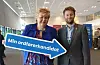 Høgre sin ordførarkandidat, Paul Løyning, saman med partileiar Erna Solberg.